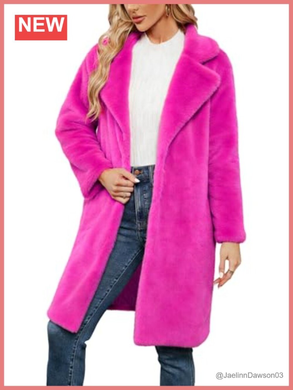 Women Faux Fur Coat Fluffy Fuzzy Jacket Pockets Hook Closure